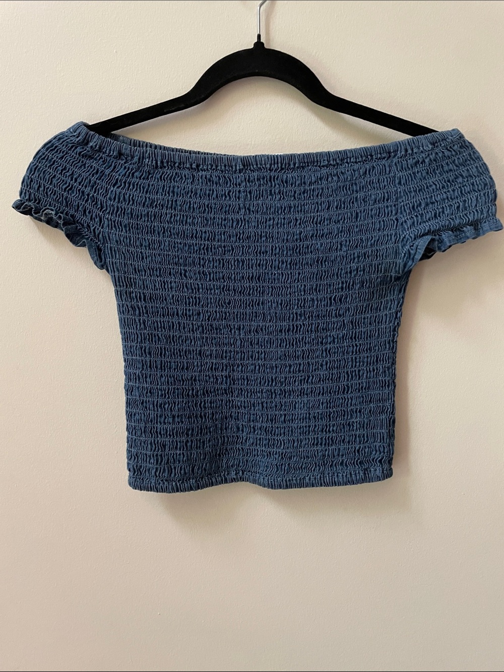 Smocked Off-Shoulder Crop Top